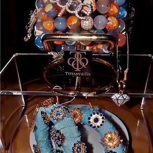 Handmade Hoops and Bracelets Blue and Multicolor Beaded Bracelet Stack